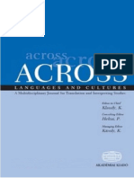 Journal Across Languages and Cultures, A Multidisciplinary Journal