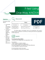 F-Test Using One-Way ANOVA: Objectives