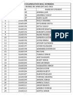 Class - Xii Board Examination Roll Numbers 2021-2022