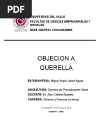 Objecion A Querella