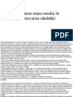 Utilizarea Mass-Media În Promovarea Sănătății