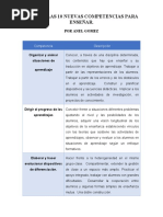 Cuadro Las 10 Nuevas Competencias para Enseñar.