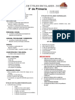 Lista de Utiles 3° de Primaria