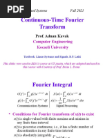 Continuous-Time Fourier Transform: Prof. Adnan Kavak