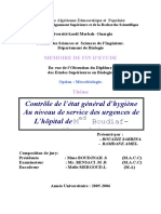 Contrôle de L'état Général D'hygiène Au Niveau de Service Des Urgences de L'hôpital de M