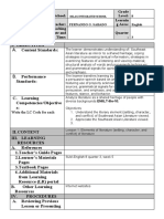 A. Content Standards:: School: Grade Level: Teacher: Learnin G Area: Teaching Date and Time: Quarter