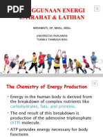 Penggunaan Energi Istirahat, Latihan Pertandingan