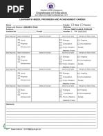 Department of Education: Learner'S Needs, Progress and Achievement Cardex