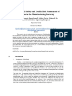 Occupational Safety and Health Risk Assessment of Workers in The Manufacturing Industry