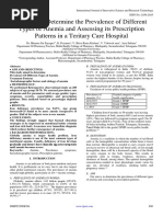 A Study To Determine The Prevalence of Different Types of Anemia and Assessing Its Prescription Patterns in A Teritary Care Hospital