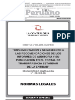 Implementación Y Seguimiento A Las Recomendaciones de Los Informes de Auditoría Y Su Publicación en El Portal de Transparencia Estándar de La Entidad