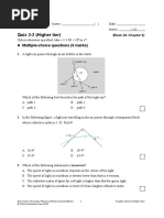 Quiz 3-2 (Higher Tier) : A Multiple-Choice Questions (6 Marks)