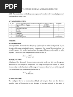 Active Lowpass, Highpass and Bandpass