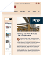 Refinery and Petrochemical Line Sizing Criteria