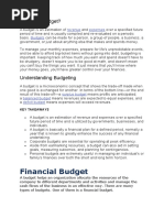 Financial Budget: What Is A Budget?