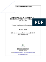 Curriculum Framework: Postgraduate Diploma in Rehabilitation Psychology