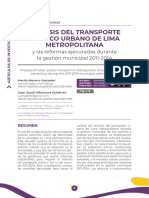 Análisis Del Transporte Público Urbano de Lima Metropolitana y Las Reformas Ejecutadas Durante La Gestión Municipal 2011-2014