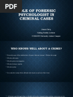 Lecture 6 - Role of Forensic Psychologist in Criminal Cases