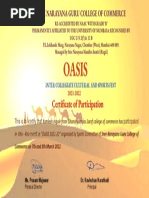 OASIS (SPORTS) Participants Certificate