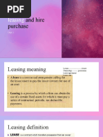 Leasing and Hire Purchase