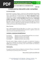 Certificado Negativo de Catastro - Lote Matriz