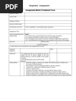 Hospitality - Assignments Assignment Brief & Feedback Form: Unit 4