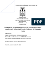 Comparación de Hábitos Alimenticios en Estudiantes Foráneos y Locales de La Universidad Popular Autónoma Del Estado de Puebla