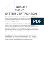 Vda 6.X Quality Management System Certification