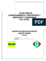 Plan para El Almacenamiento Prevención y Respuesta A Derrames