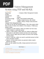 Company Visitors Management System Using PHP and MySQL