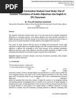 A Linguistic Contrastive Analysis Case Study Out of Context Translation of Arabic Adjectives Into English in Efl Classroom