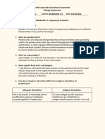 WORKSHEET 3 Lymphocyte Activation