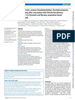 Arterial Events, Venous Thromboembolism, Thrombocytopenia, and Bleeding After Vaccination With Oxford-Astrazeneca Chadox1-S in Denmark and Norway: Population Based Cohort Study