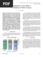 Desalination of Sea Water - A Solution To Water Scarcity