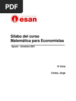 Matemática para Economistas (Silabo 2021-2)