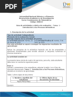 Guía de Actividades y Rúbrica de Evaluación - Tarea 1 - Introducción A Los Procesos Aritméticos