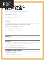 Mary Joyce C. Pangilinan: Address: 1214 Tramo Street Pulanglupa Uno Las Piñas City Phone Number: 09099957334