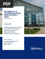 Bioquímica 14 - Informe de La Determinación de La Hemoglobina y Úrea