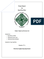 Project Report On Band Pass Filter: Subject: Signals and Systems Lab