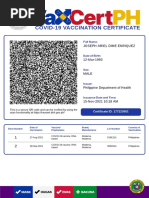 Covid-19 Vaccination Certificate: Joseph Ariel Dime Enriquez