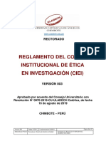 Reglamento Del Comité Institucional de Ética en Investigación