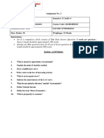 22ODMBT615: Assignment No. 2 Programme Name: MBA Semester: I Credit: 4