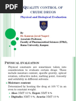 Uality Control of Crude Drugs: Physical and Biological Evaluation