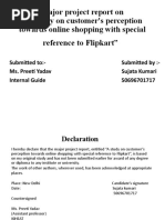 Major Project Report On "A Study On Customer's Perception Towards Online Shopping With Special Reference To Flipkart"