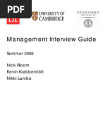 Management Interview Guide: Summer 2006 Nick Bloom Kevin Krabbenhöft Nikki Lamba