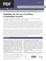 Guidelines For The Use of Cell Lines