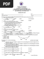 Schools Division of San Pablo City San Cristobal Integrated High School San Cristobal, San Pablo City Summative Test