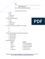 CBSE Worksheet-27 Class - VI Science (Body Movements)