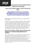 Alcances y Tensiones de La Teoría Innatista Sobre La Adquisición Del Lenguaje TUTORIA 3