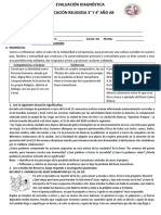 Evaluación Diagnóstica 3° y 4° Año Religión Santa Fe 2022